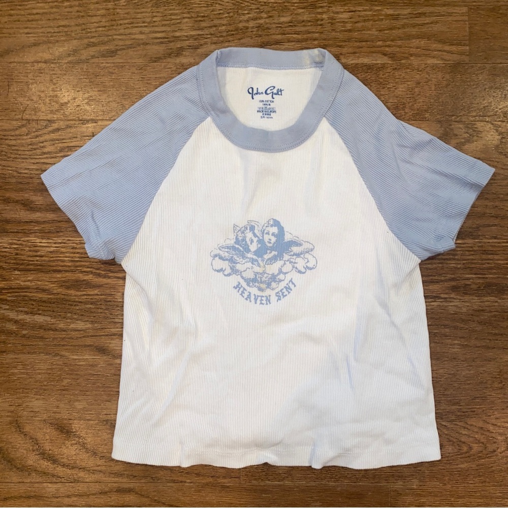 John Galt Heaven Sent 100% Cotton Womens Crop Top Shirt